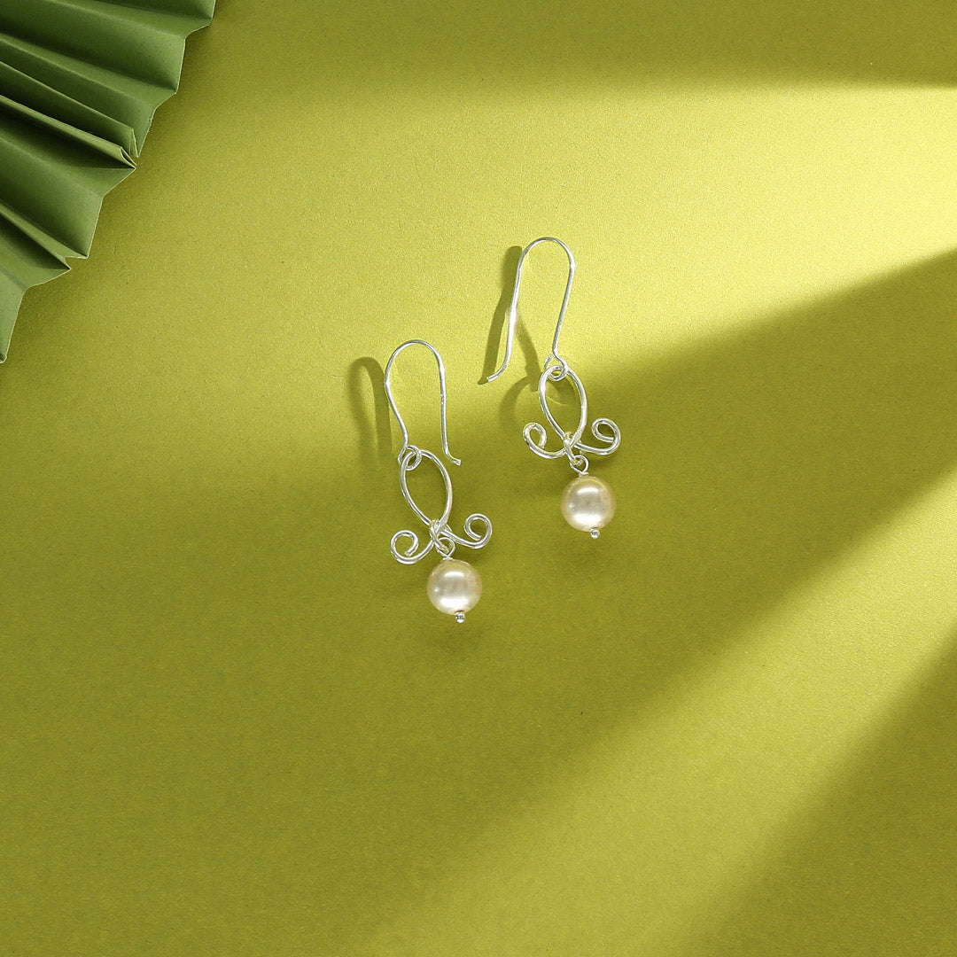 Gilded Curl Drop & Danglers Silver Earring