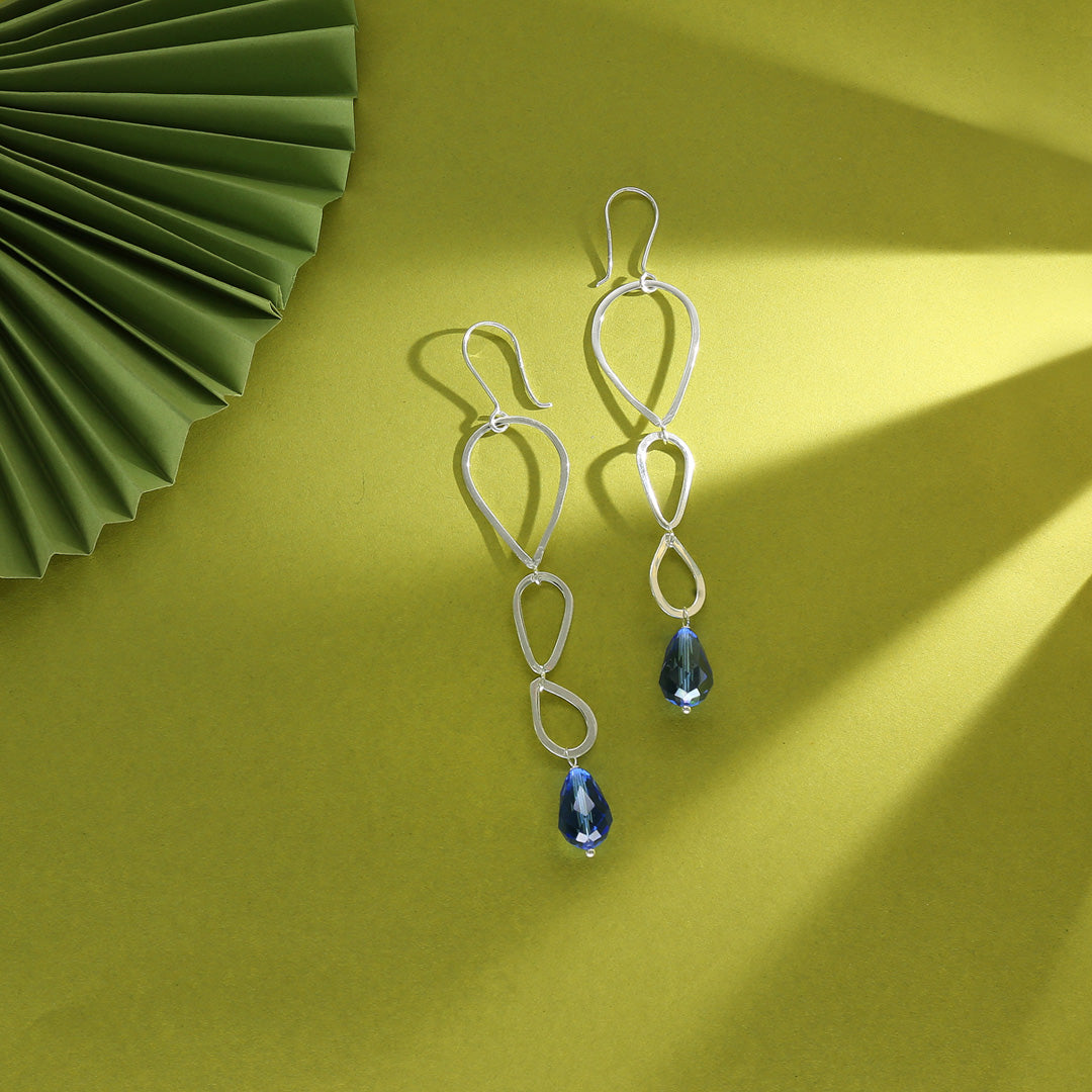 Bluefall Loops Drop & Danglers Silver Earring
