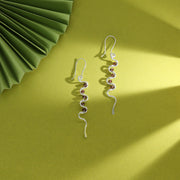 Crimson Wave Drop & Danglers Silver Earring