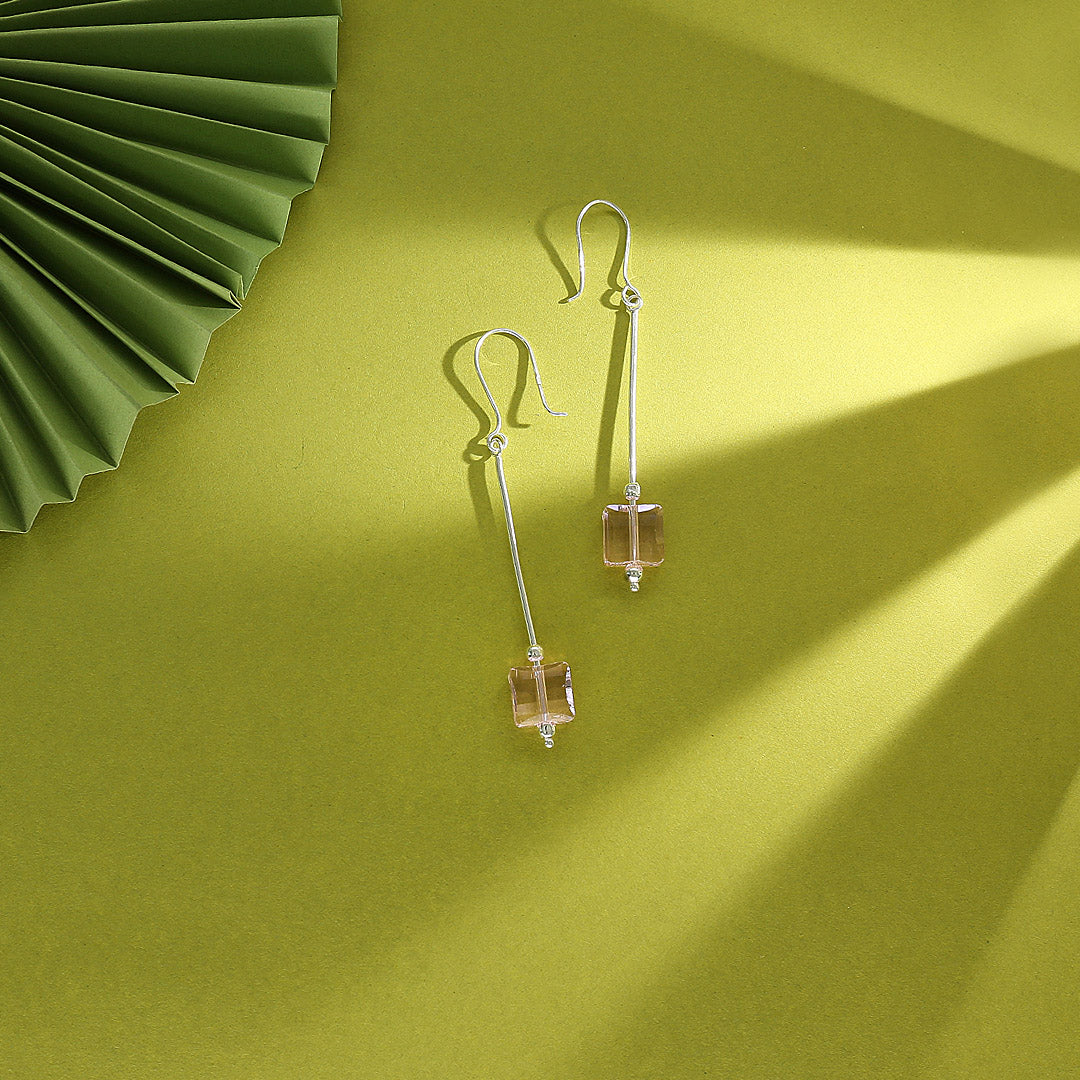 Crystal Bar Drop & Danglers Silver Earring