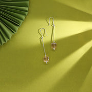 Crystal Bar Drop & Danglers Silver Earring