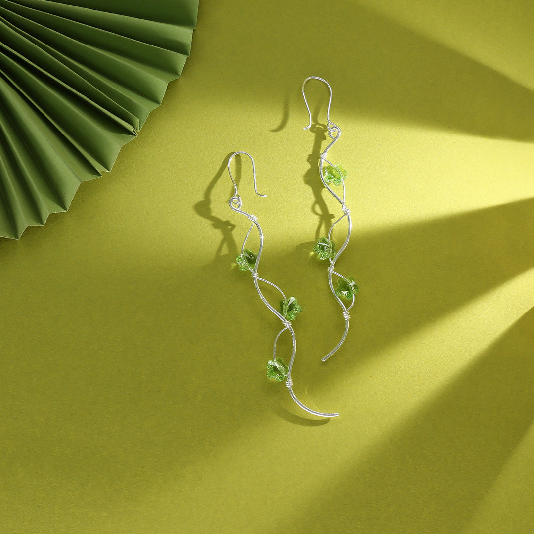 Green Ivy Flow Drop & Danglers Silver Earring