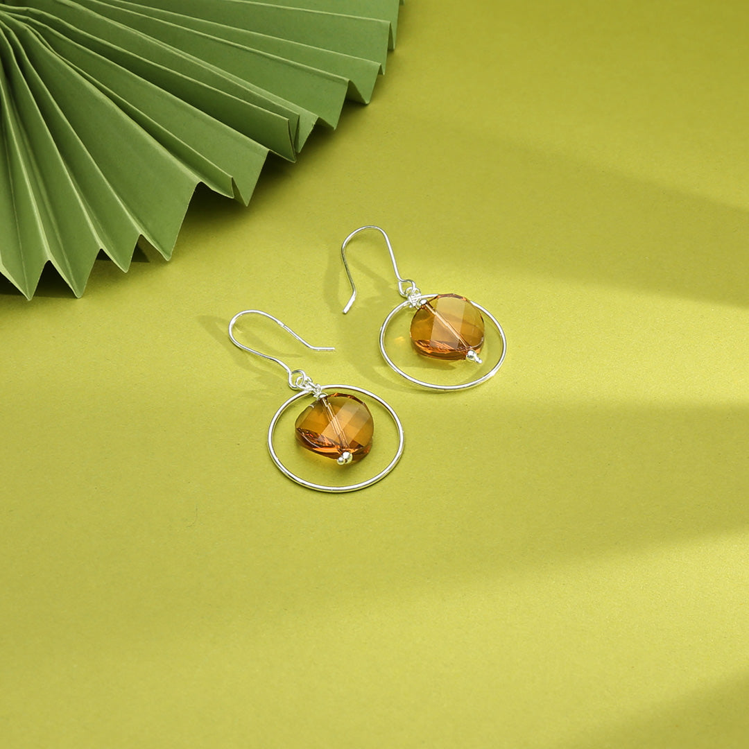 Honey Sphere Drop & Danglers Silver Earring