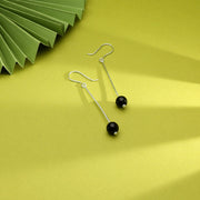 Onyx Sleek Drop & Danglers Silver Earring