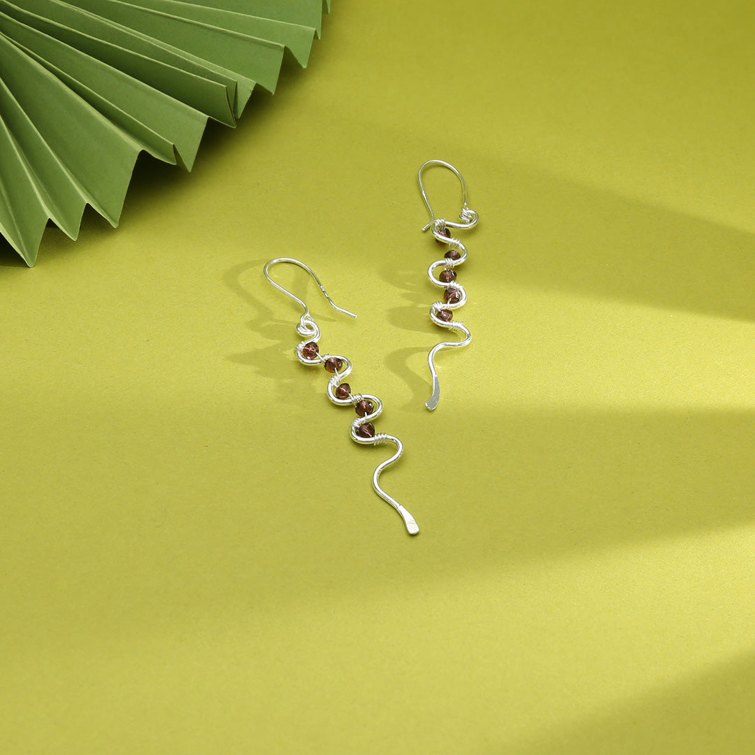 Crimson Wave Drop & Danglers Silver Earring