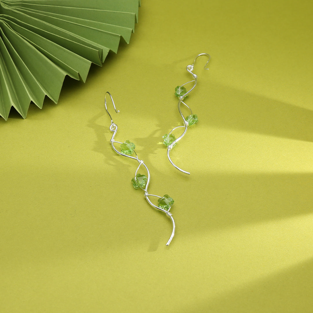 Green Ivy Flow Drop & Danglers Silver Earring