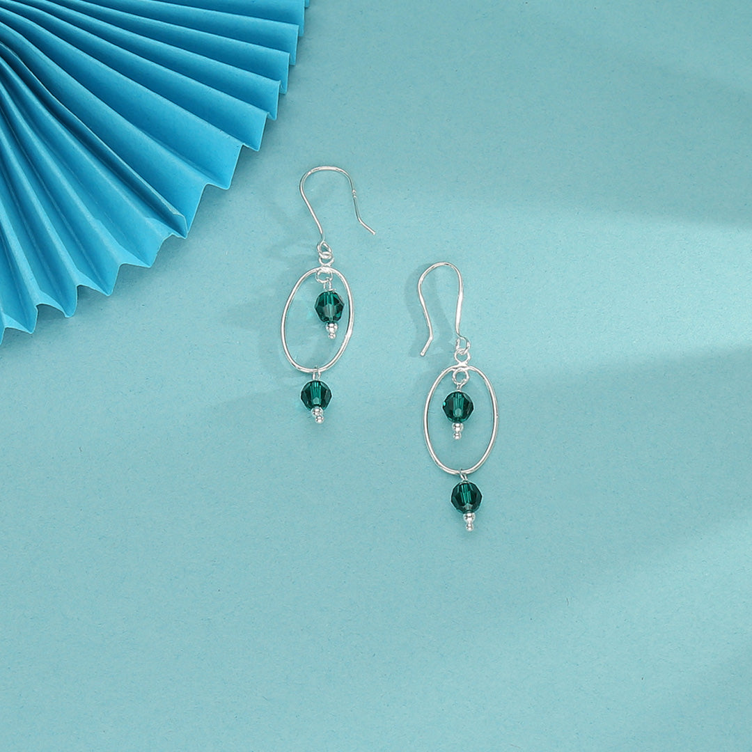 Evergreen Orbit Drop & Danglers Silver Earring