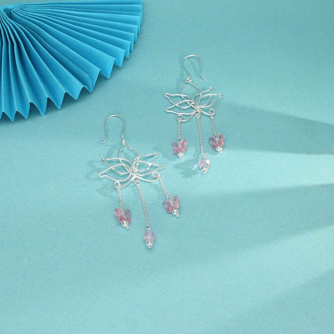 Dreamy Lotus Drop & Danglers Silver Earring