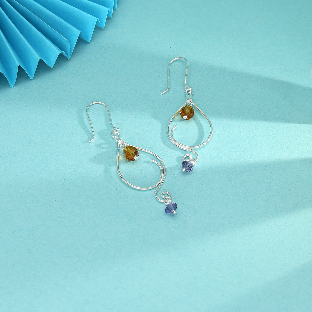 Curvy Mist Drop & Danglers Silver Earring