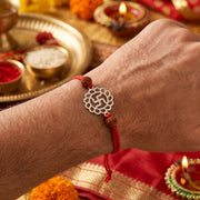 PNG Jewellers Elegant Swastik Silver Plated Rakhi for Men