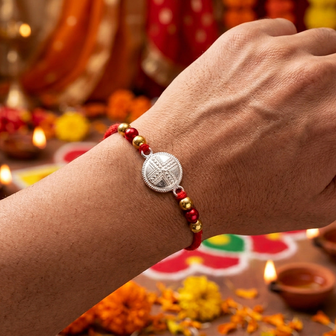 PNG Jewellers Royal Shield Silver Rakhi For Men's