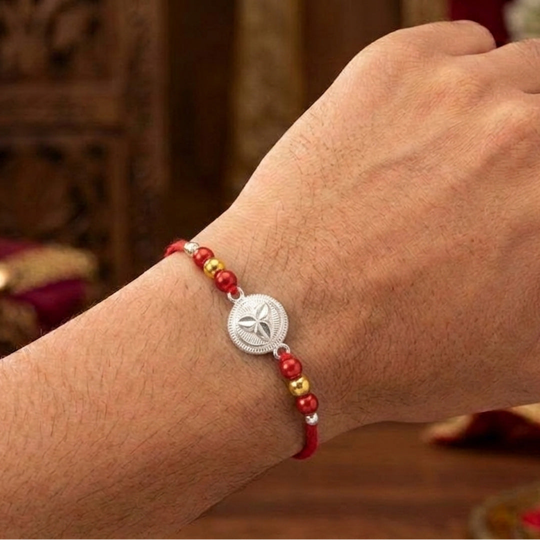 PNG Jewellers Tri petal Silver Rakhi For Men's