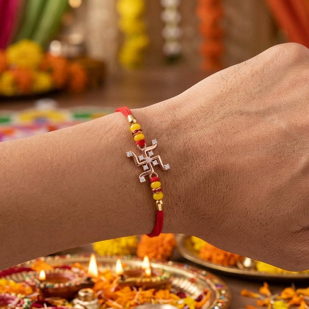 PNG Jewellers Swastik Silver Rakhi For Men's