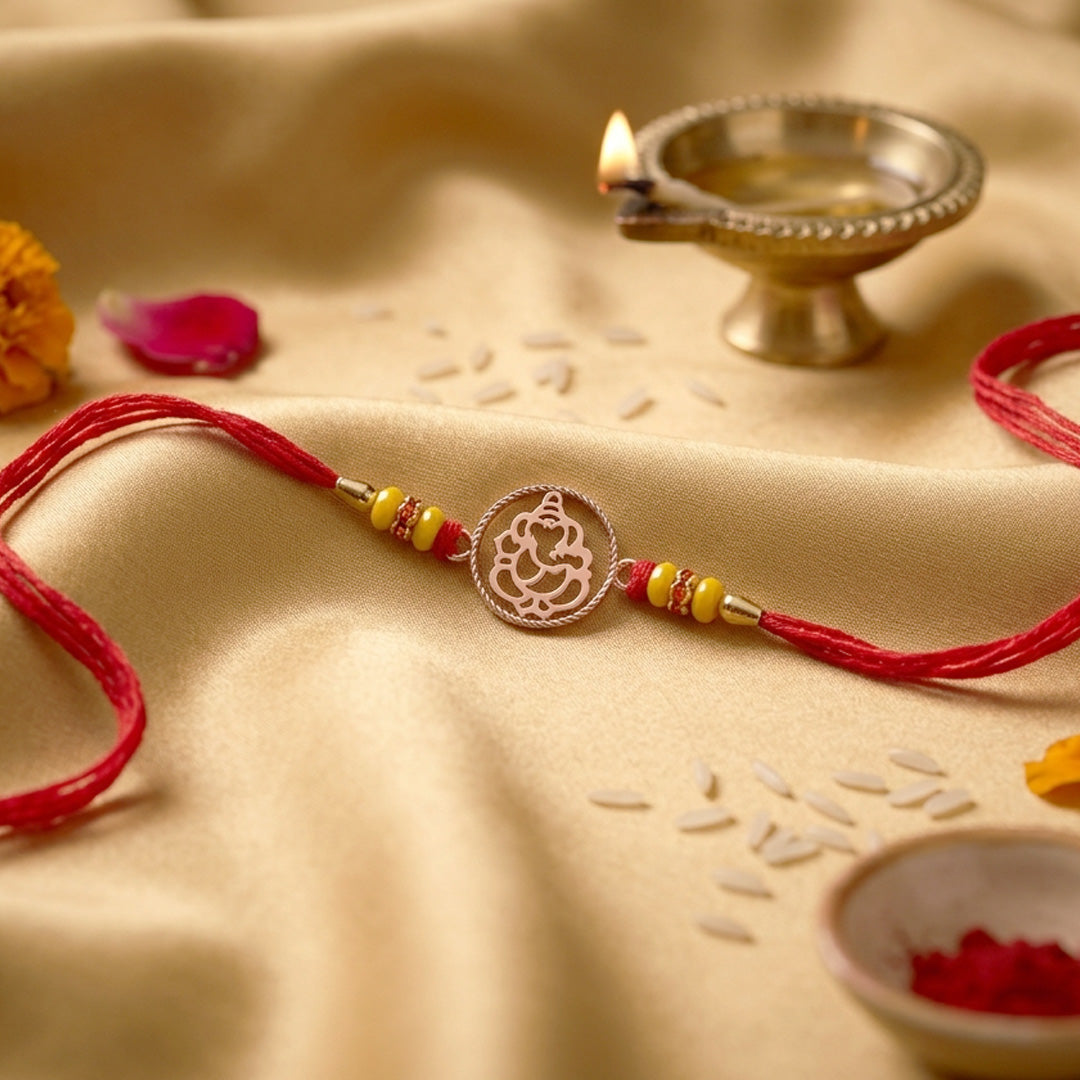 PNG Jewellers Ganesh Silver Rakhi For Men's