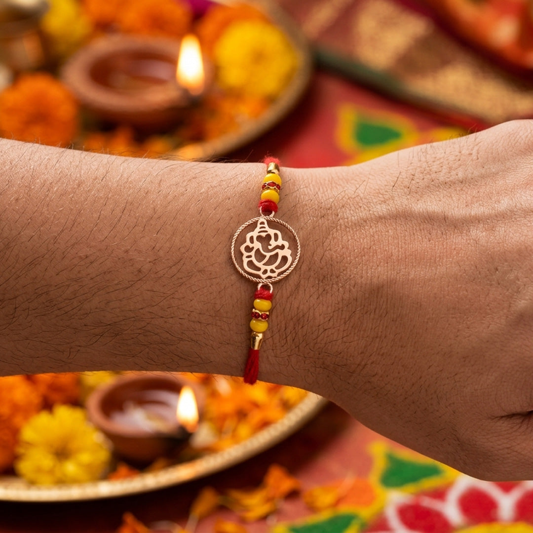 PNG Jewellers Ganesh Silver Rakhi For Men's