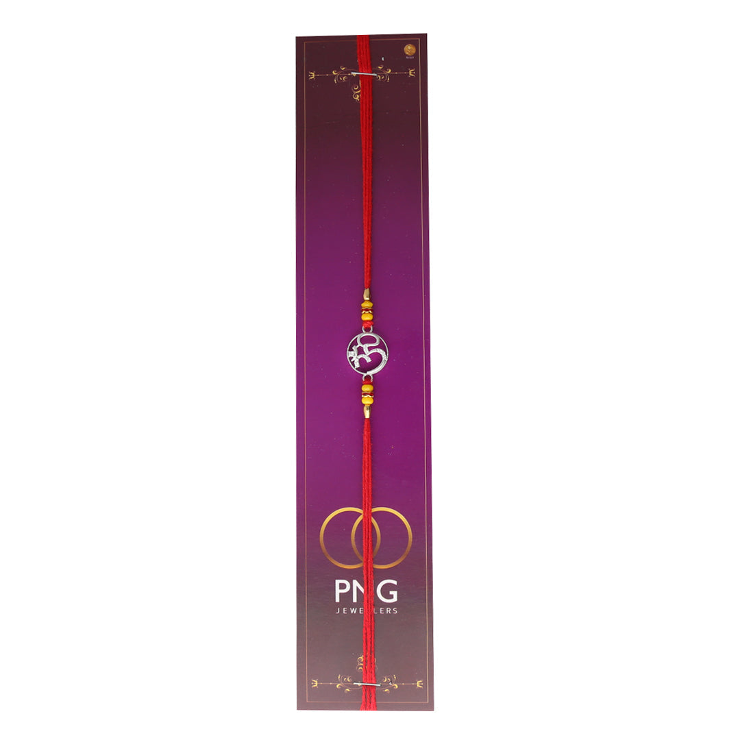 PNG Jewellers Circle Om Silver Rakhi For Men's