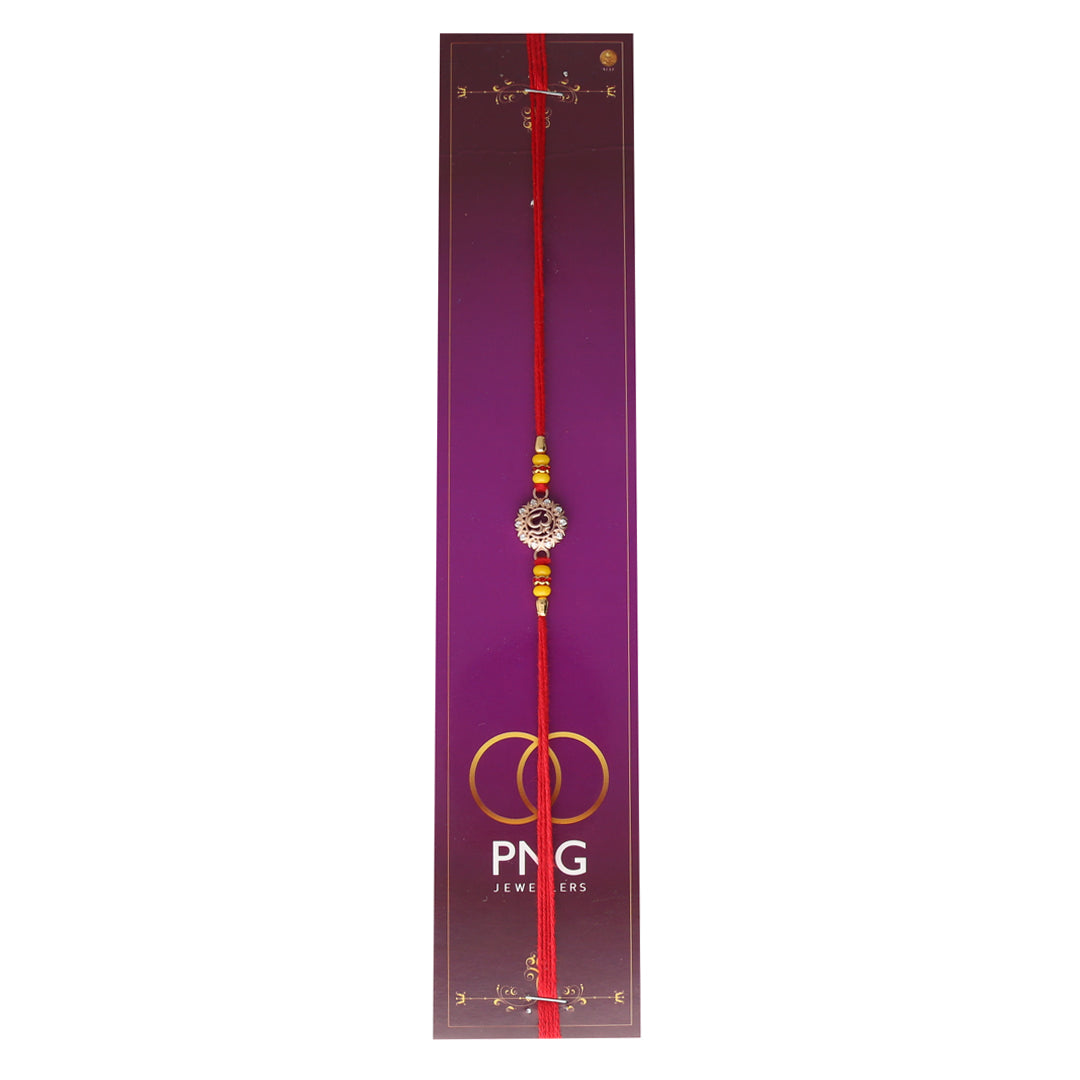 PNG Jewellers Flower Om Silver Rakhi For Men's