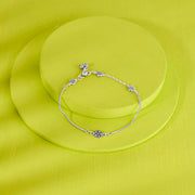 Floral Grace Silver Anklet