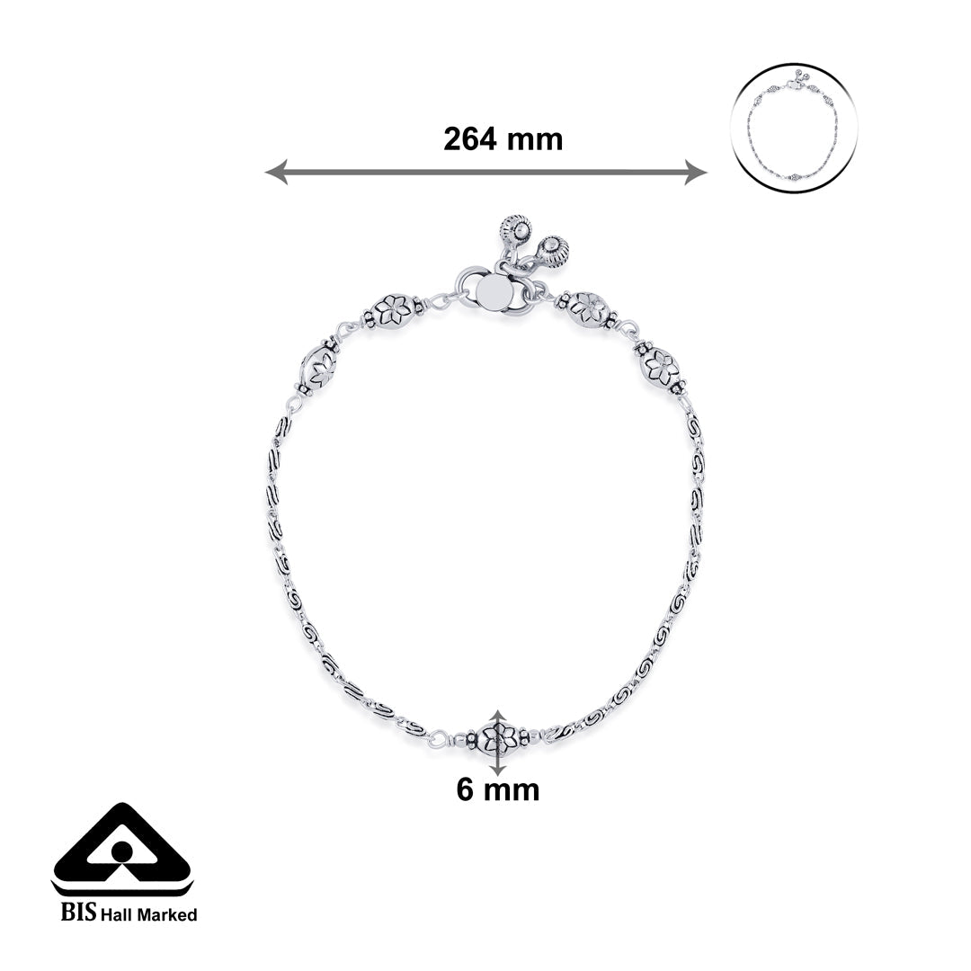 Floral Muse Silver Anklet