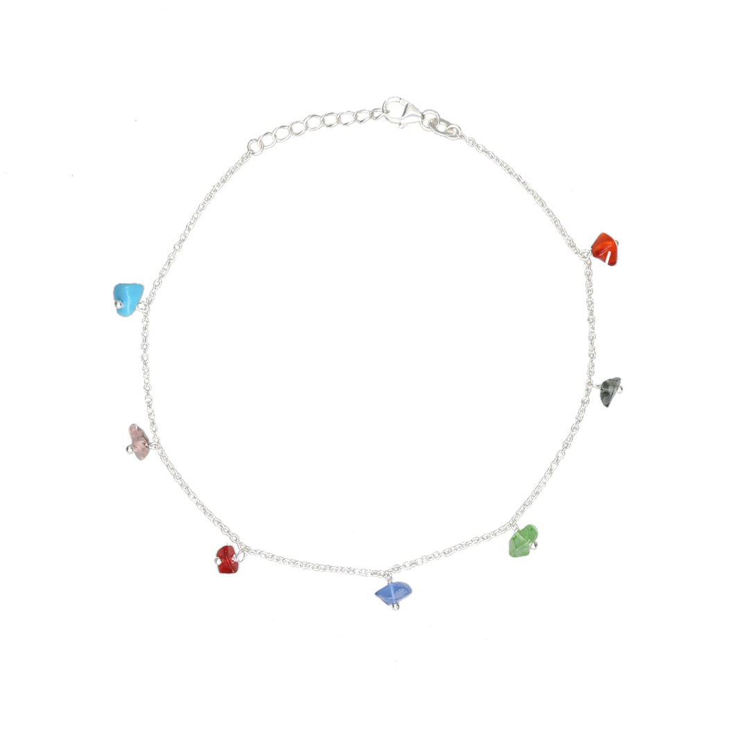 Rainbow Whispers 916 Silver Anklet For Woman