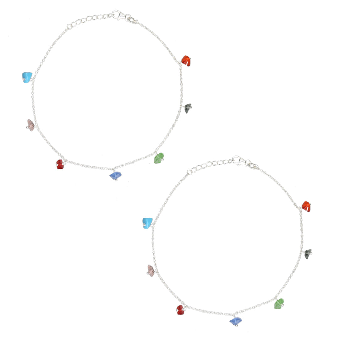Rainbow Whispers 916 Silver Anklet For Woman
