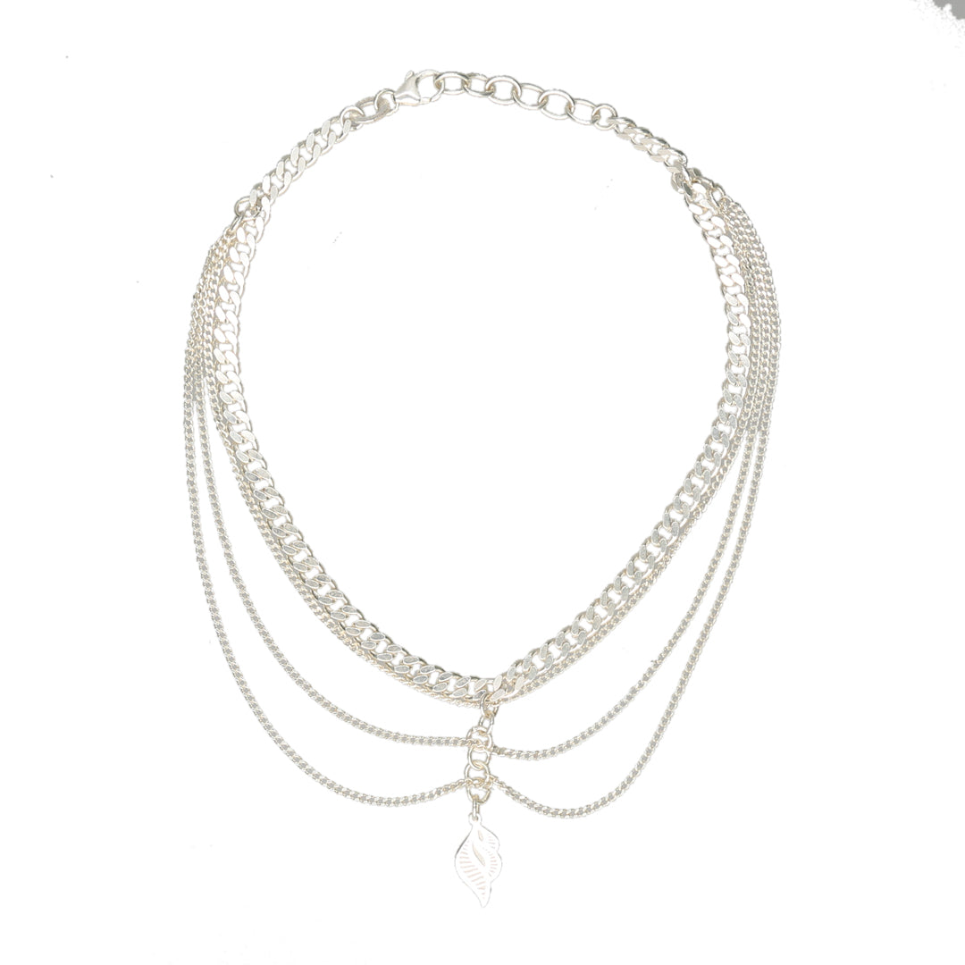 Layered Dusk 916 Silver Anklet For Woman