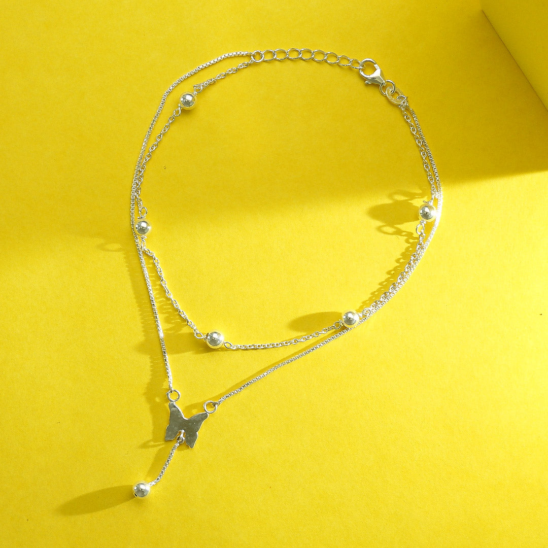 Silver Flutter 916 Silver Anklet For Woman
