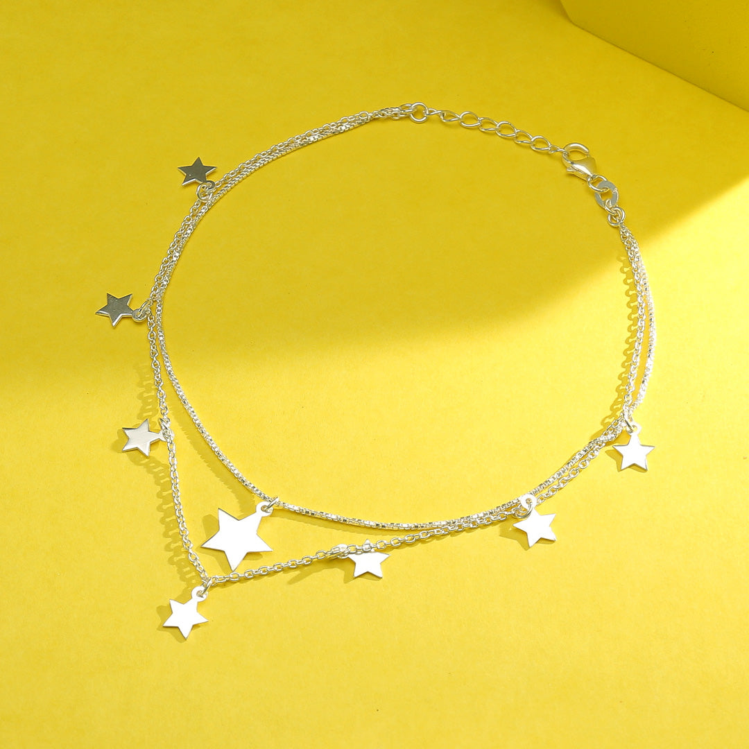 Starshine Drift 916 Silver Anklet For Woman