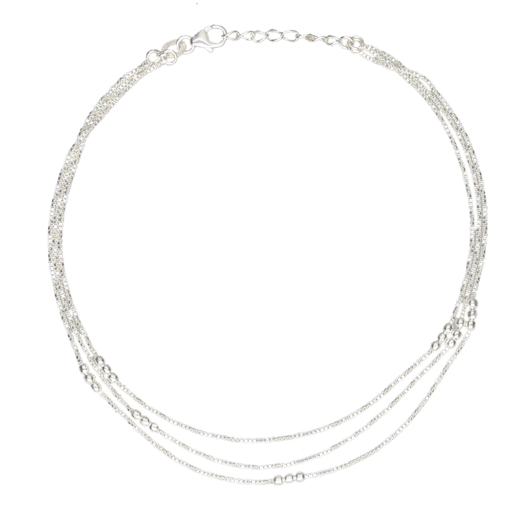 Gentle Drizzle 916 Silver Anklet For Woman