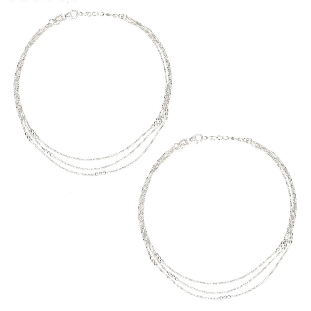 Gentle Drizzle 916 Silver Anklet For Woman