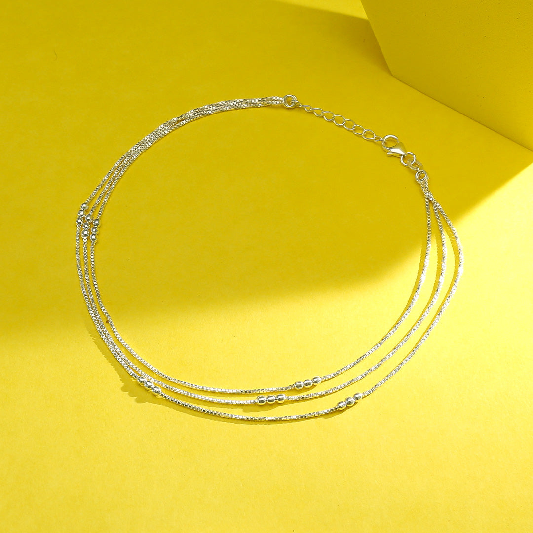 Gentle Drizzle 916 Silver Anklet For Woman