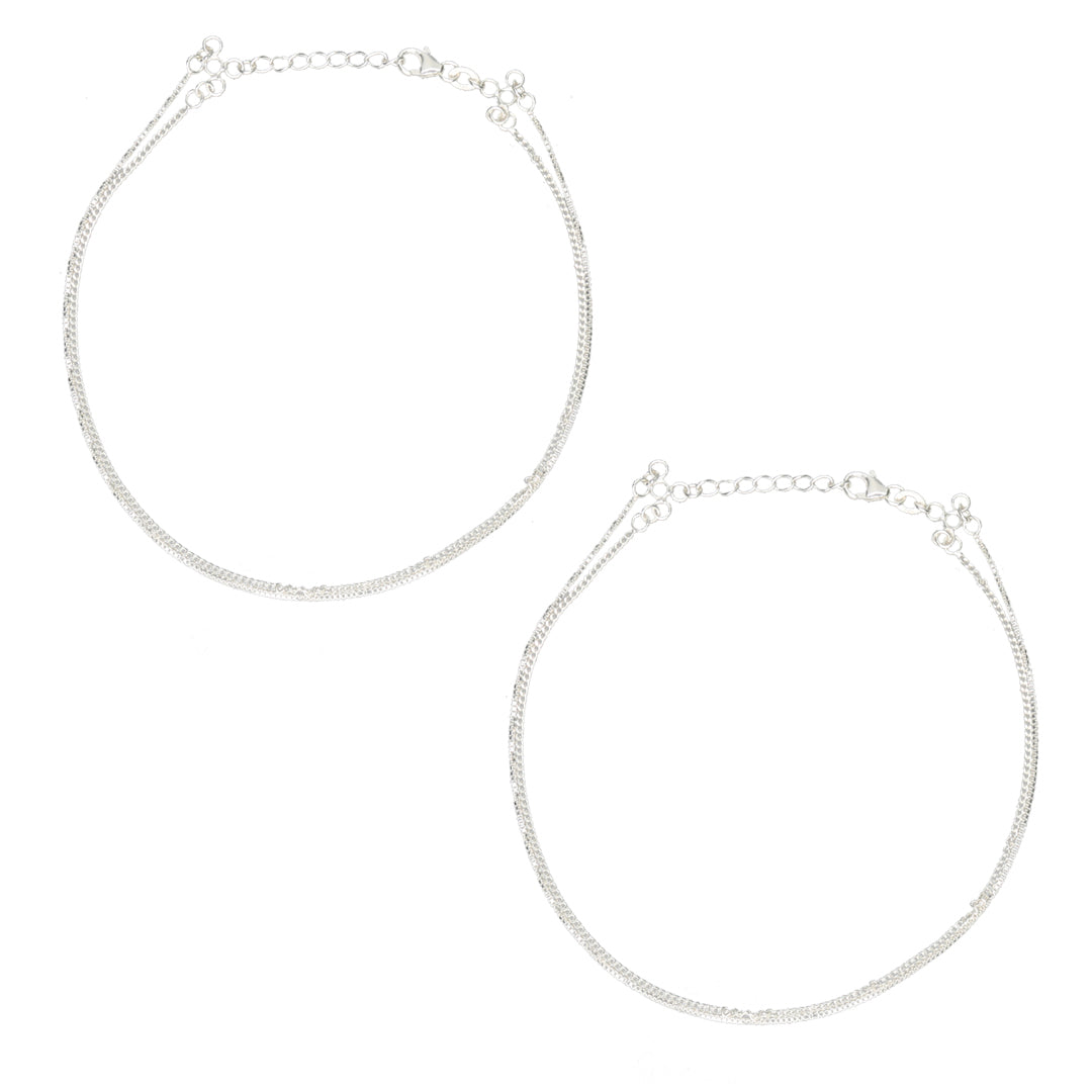 Glimmer Thread 916 Silver Anklet For Woman