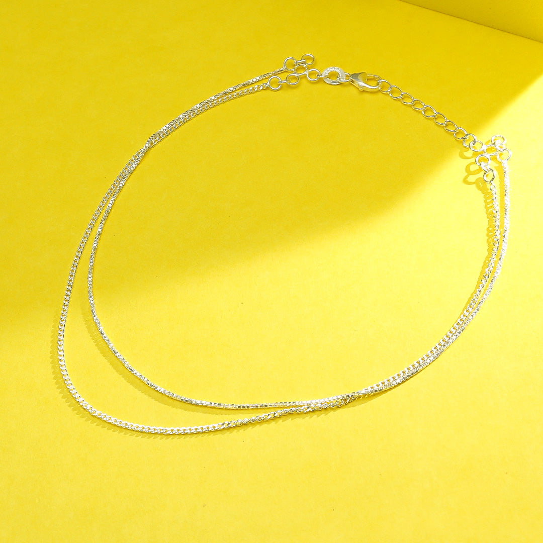 Glimmer Thread 916 Silver Anklet For Woman