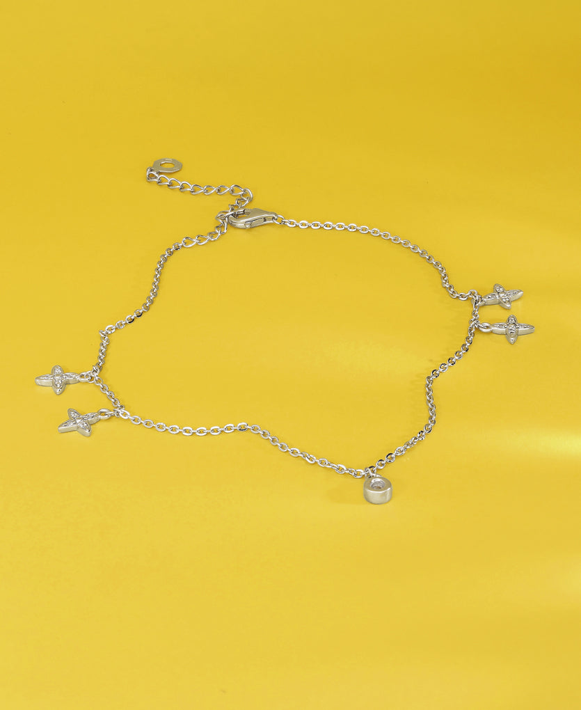 Blissfull Aura Silver Anklets
