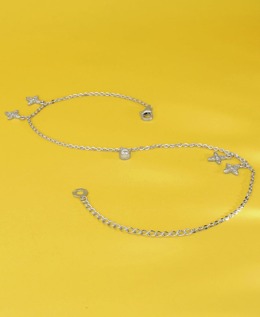 Blissfull Aura Silver Anklets