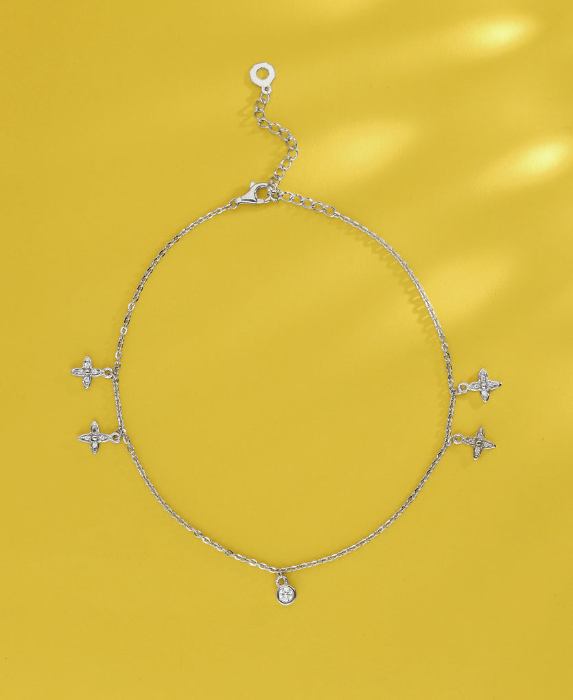 Blissfull Aura Silver Anklets
