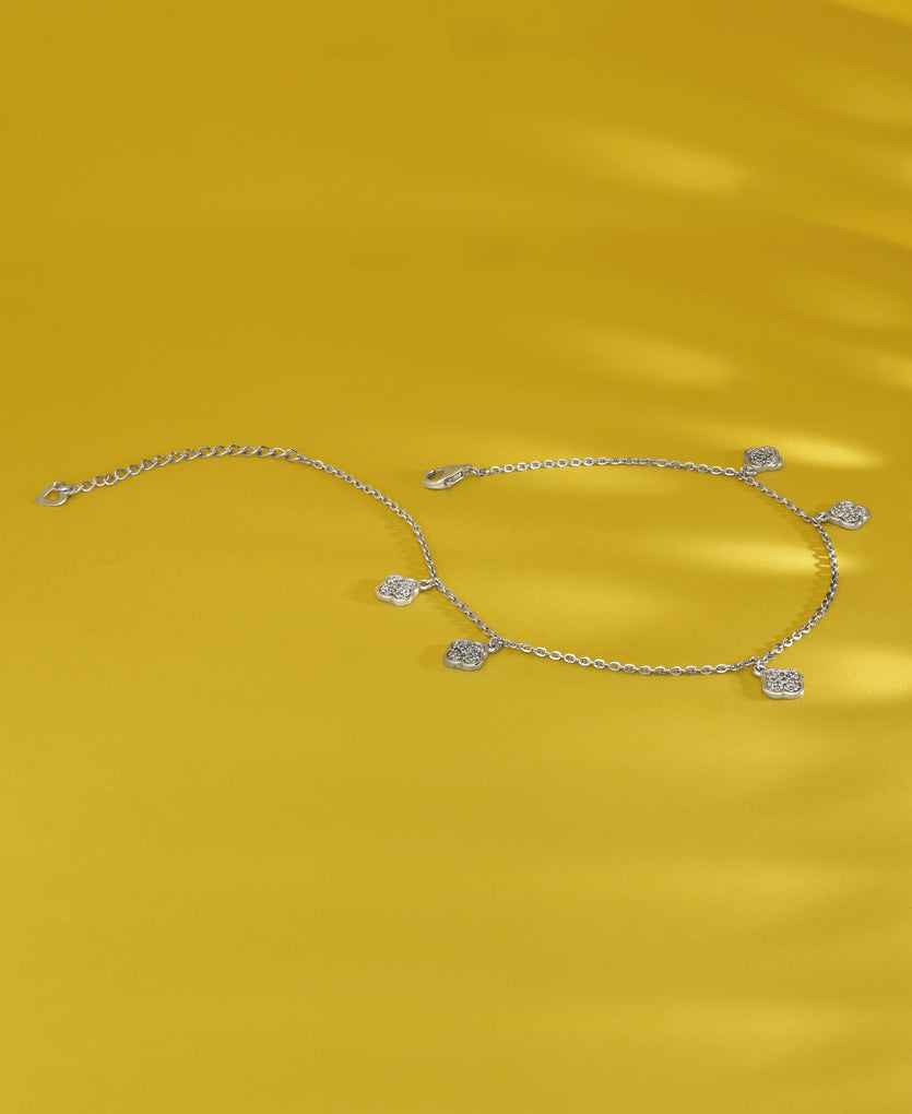 Magnetic Aura Silver Anklets