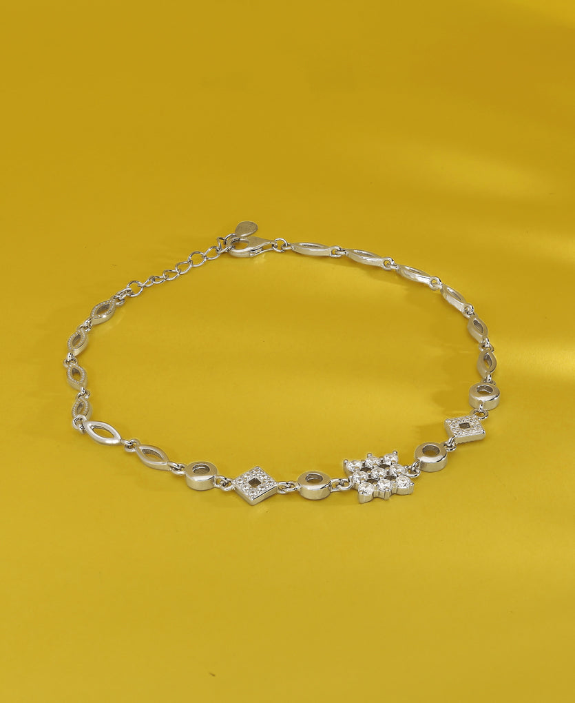 Glimmer Glow Silver Anklets
