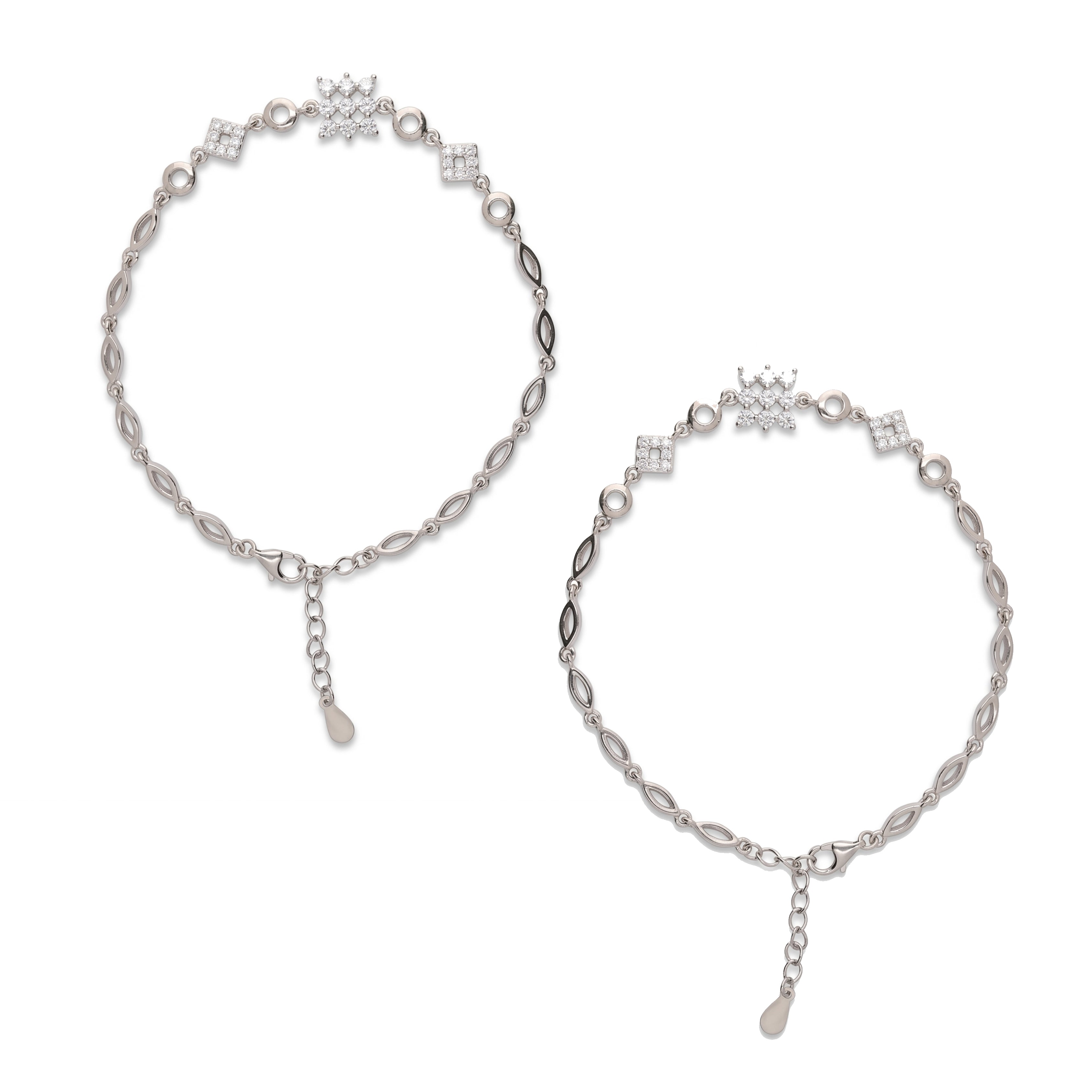 Glimmer Glow Silver Anklets