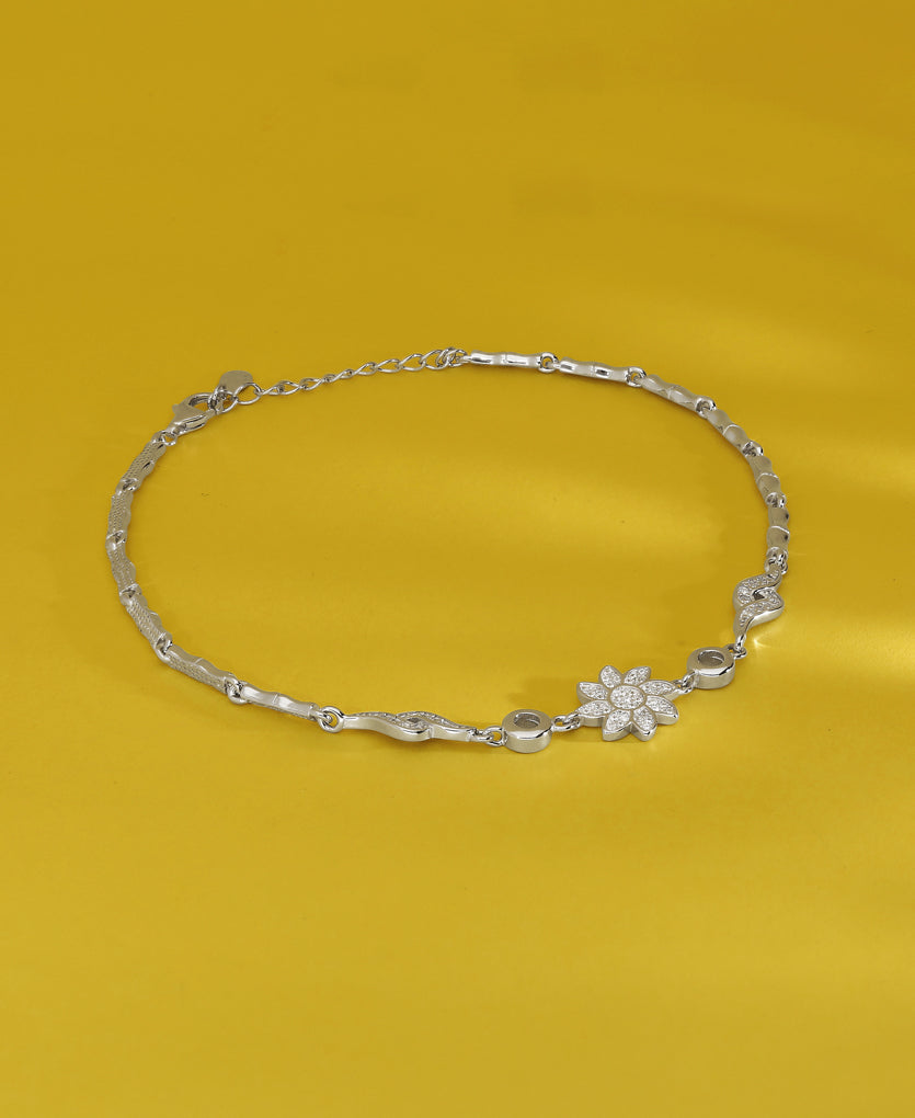 Graceful Sleek Silver Anklets