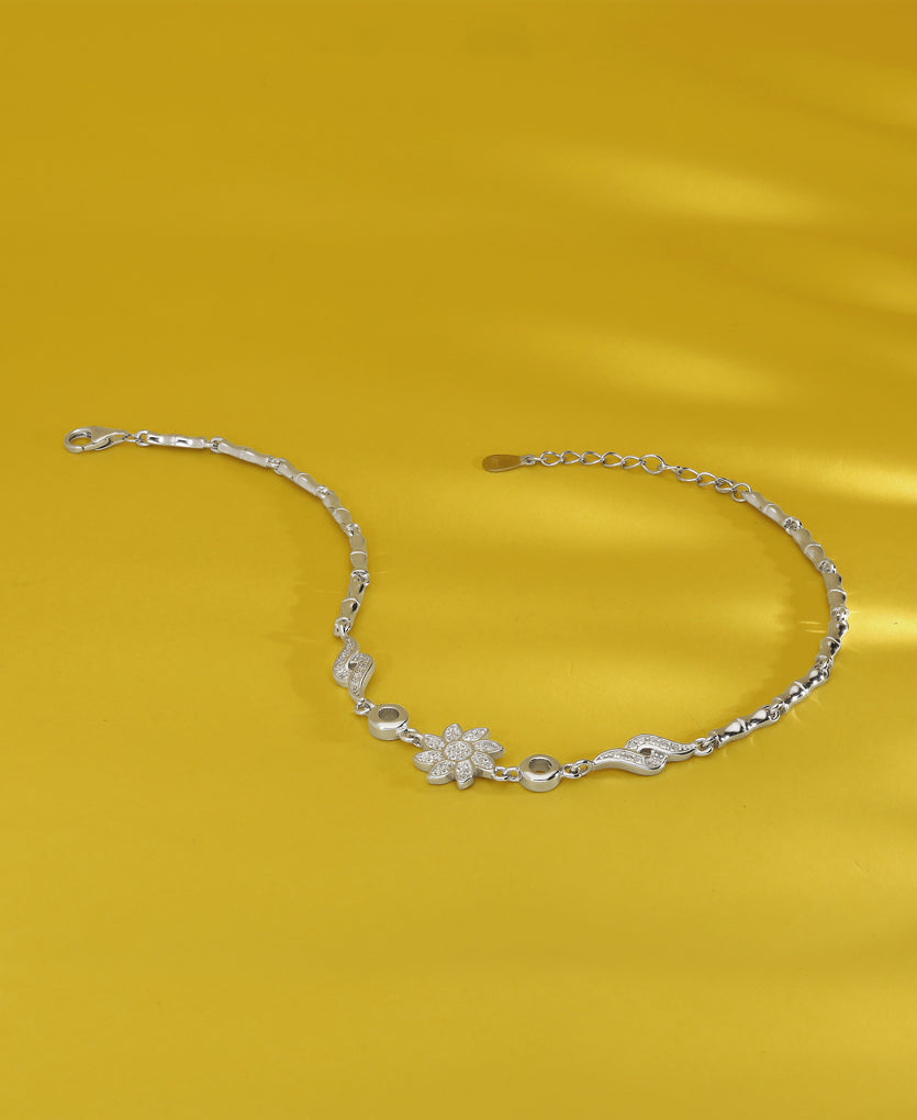 Graceful Sleek Silver Anklets