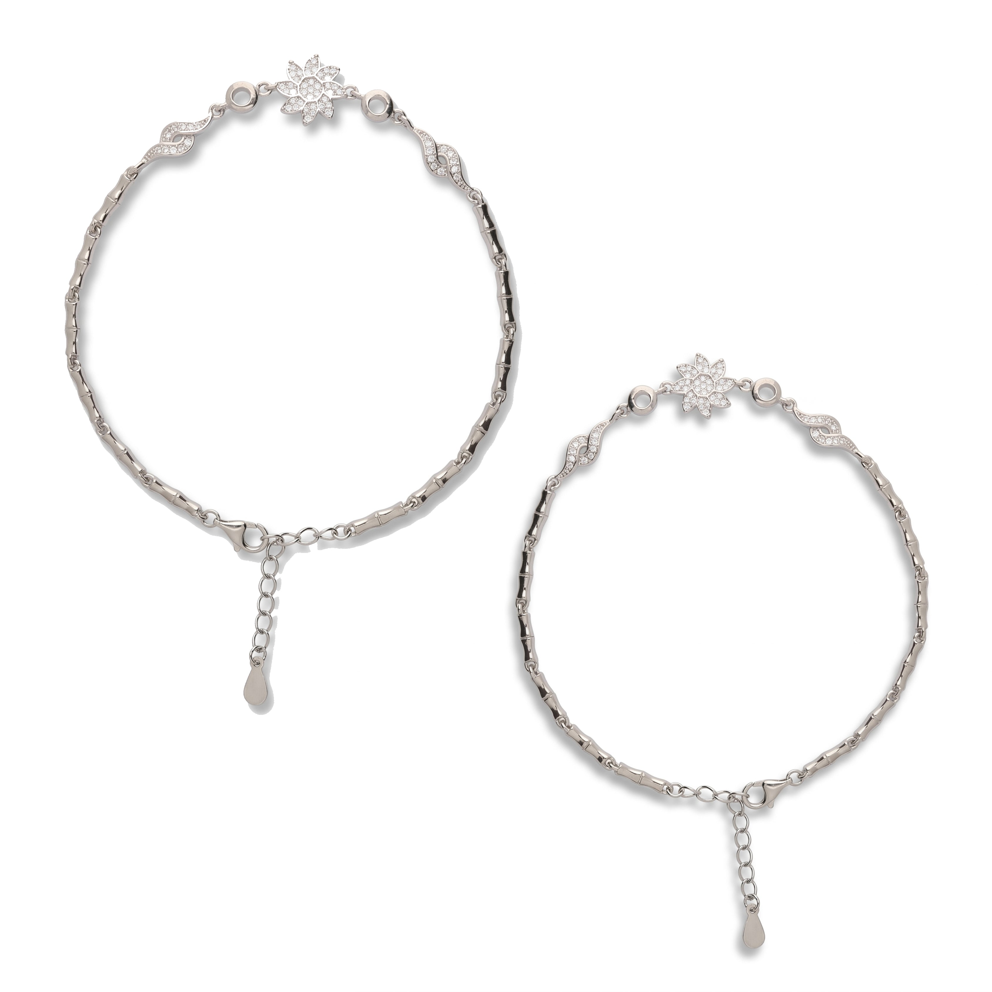Graceful Sleek Silver Anklets