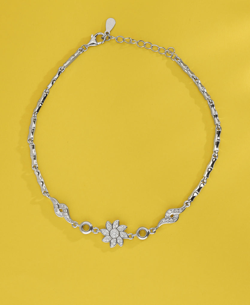 Graceful Sleek Silver Anklets