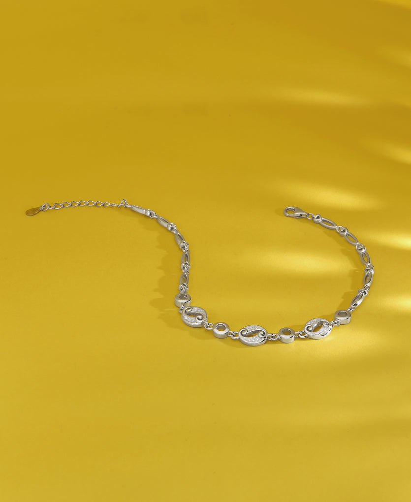 Subtle Dazzle Silver Anklets