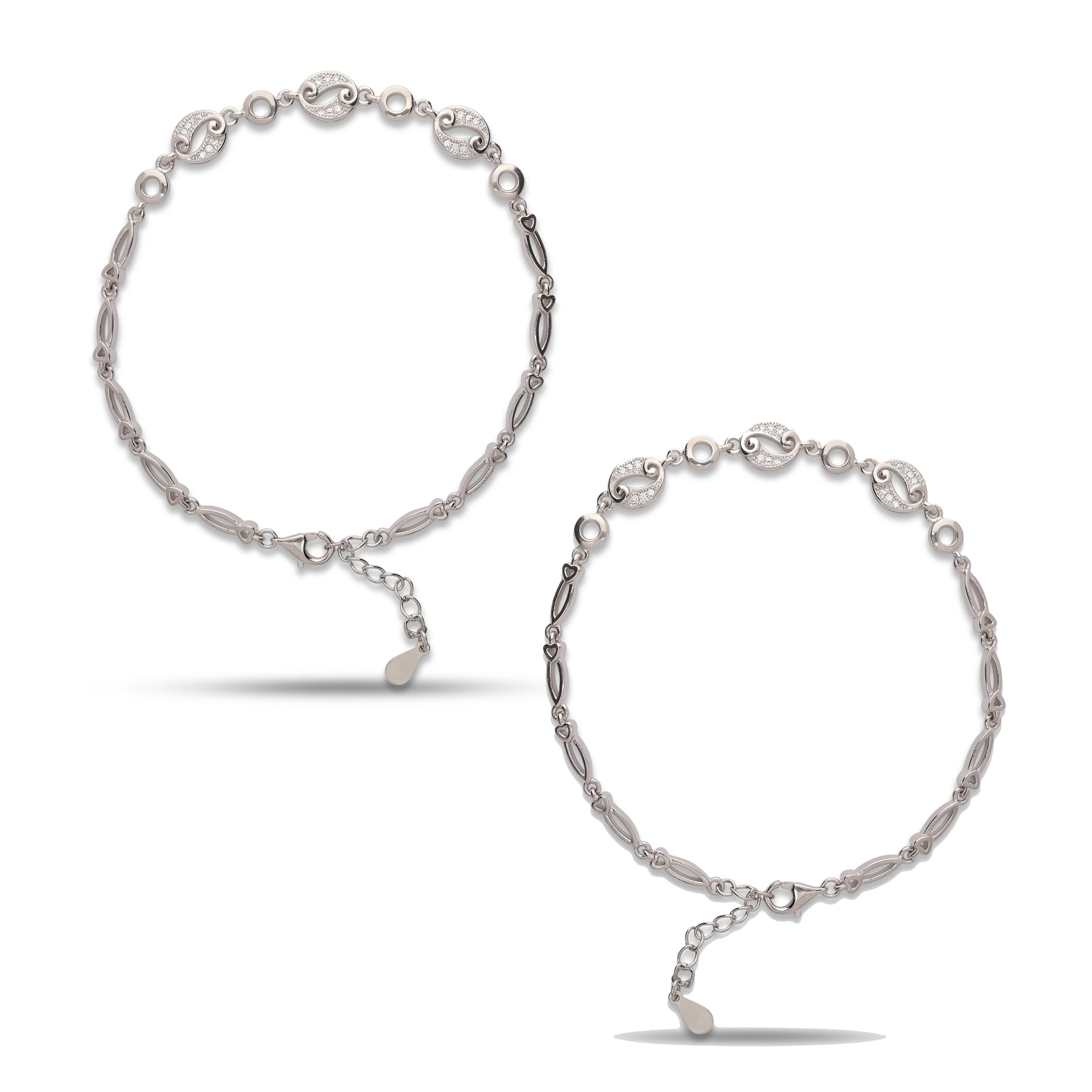 Subtle Dazzle Silver Anklets