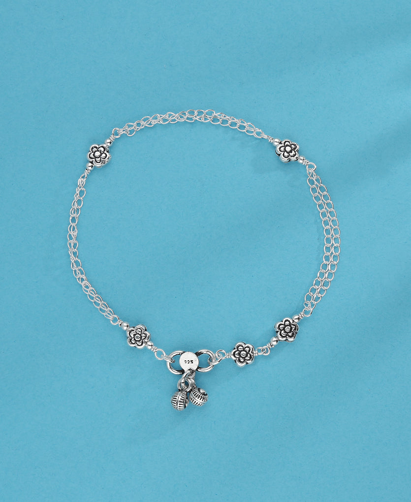 Block Chain Silver Anklet
