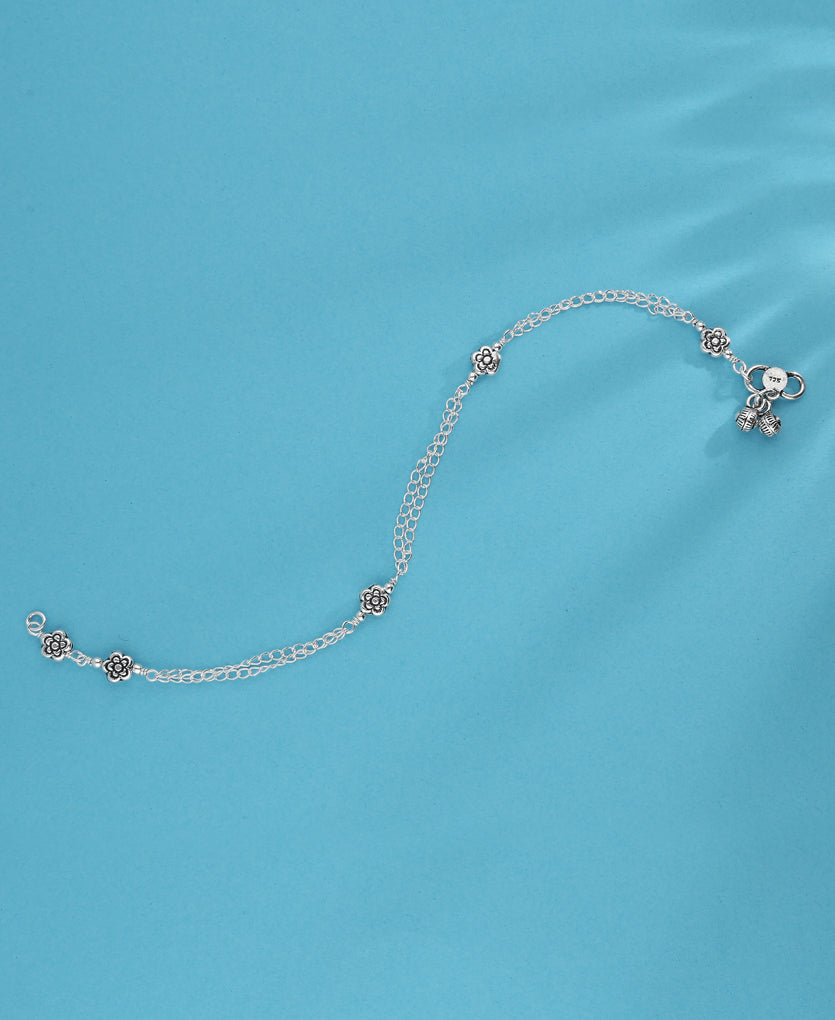 Block Chain Silver Anklet