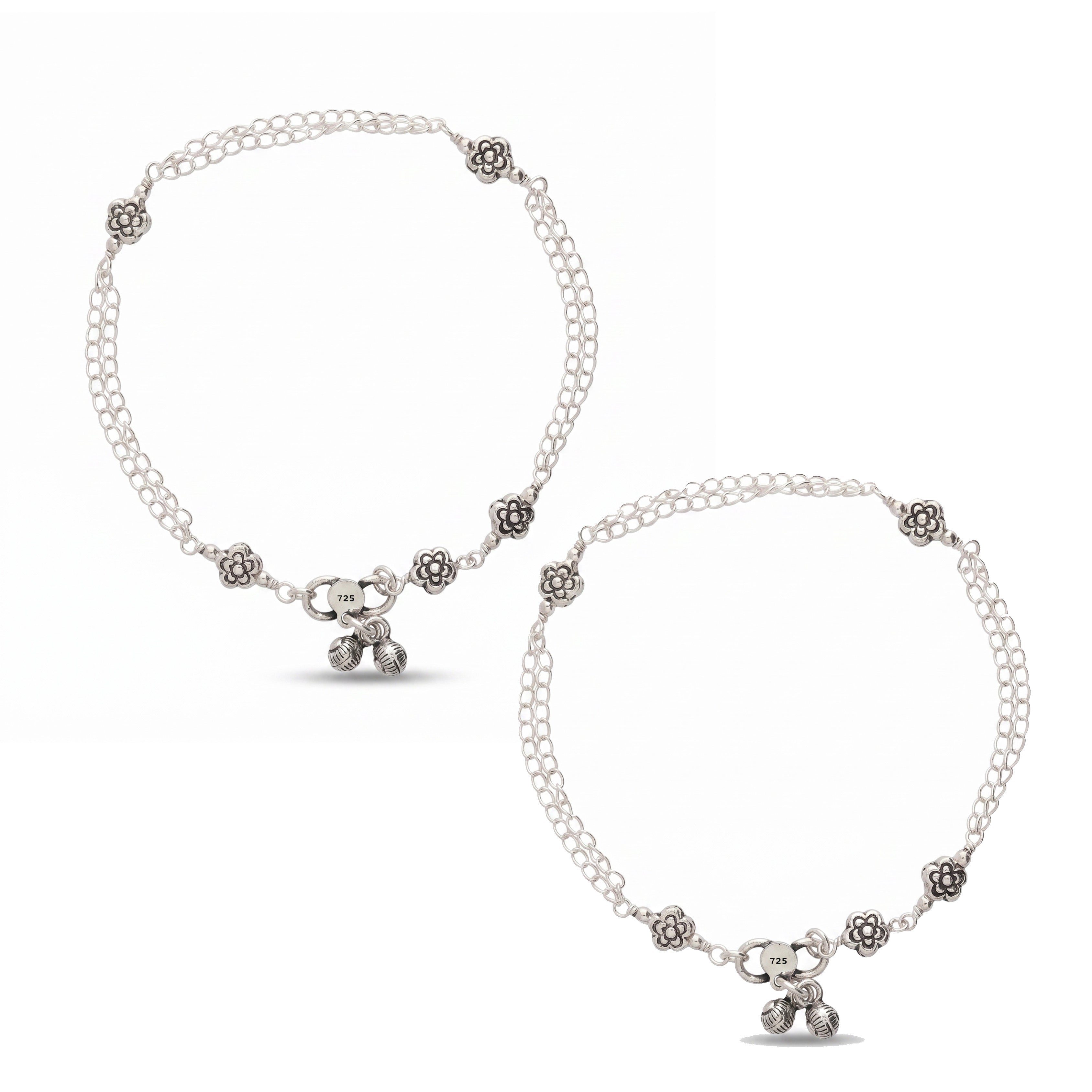 Block Chain Silver Anklet