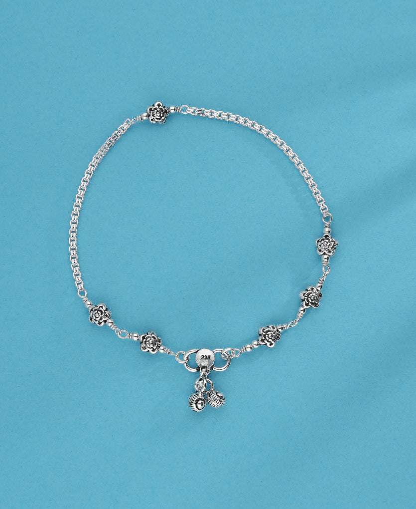 Square Chain Design Silver Anklet