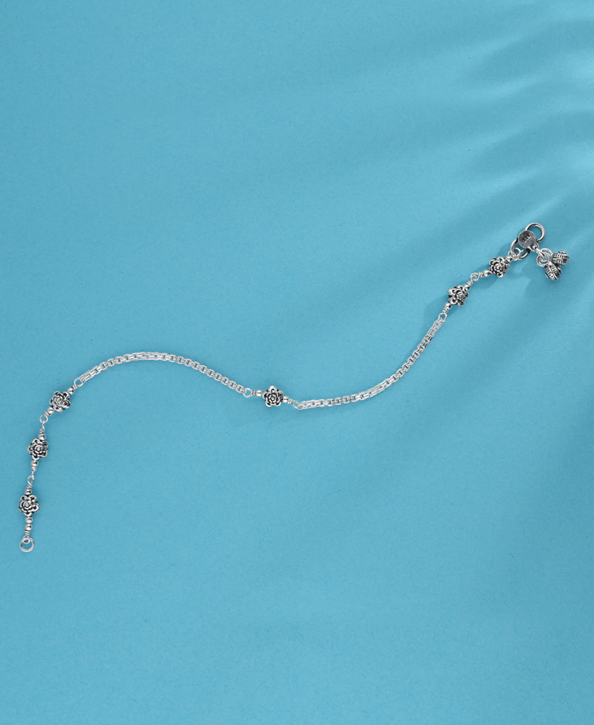 Square Chain Design Silver Anklet